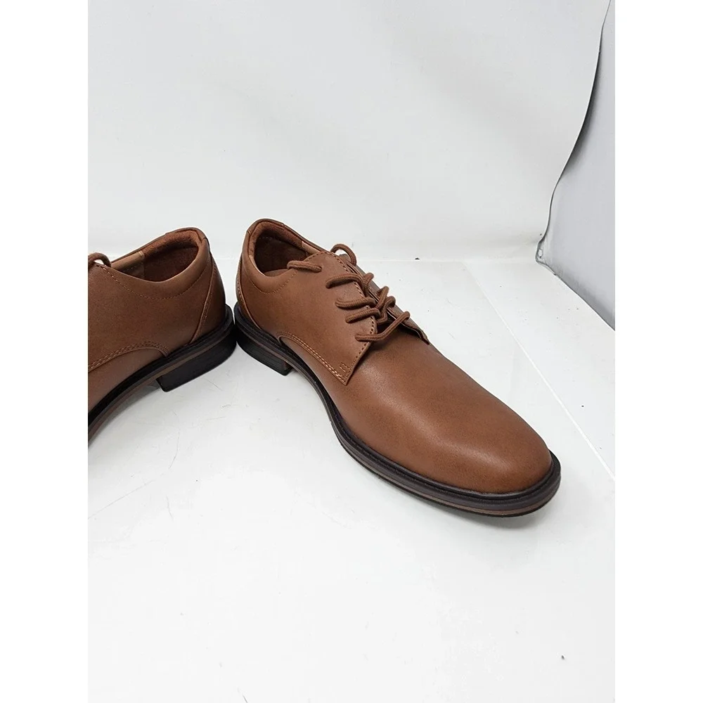 Goodfellow‎ & Co Mens Leo Plain Toe Derby Dress Shoes Brown Faux Leather Size 9